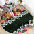 Green Polynesia Round Carpet Plumeria With Hibiscus Pattern Tropical Vibes