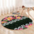 Green Polynesia Round Carpet Plumeria With Hibiscus Pattern Tropical Vibes