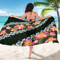 Green Polynesia Sarong Plumeria With Hibiscus Pattern Tropical Vibes LT14 - Polynesian Pride