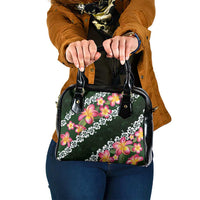 Green Polynesia Shoulder Handbag Plumeria With Hibiscus Pattern Tropical Vibes LT14 One Size Green - Polynesian Pride