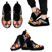 Green Polynesia Sneakers Plumeria With Hibiscus Pattern Tropical Vibes LT14 - Polynesian Pride