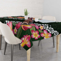 Green Polynesia Tablecloth Plumeria With Hibiscus Pattern Tropical Vibes LT14 - Polynesian Pride