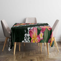 Green Polynesia Tablecloth Plumeria With Hibiscus Pattern Tropical Vibes LT14 - Polynesian Pride