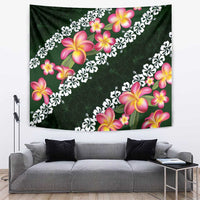 Green Polynesia Tapestry Plumeria With Hibiscus Pattern Tropical Vibes LT14 Green - Polynesian Pride