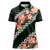 Green Polynesia Women Polo Shirt Plumeria With Hibiscus Pattern Tropical Vibes