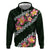 Green Polynesia Zip Hoodie Plumeria With Hibiscus Pattern Tropical Vibes