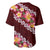 Oxblood Polynesia Baseball Jersey Plumeria With Hibiscus Pattern Tropical Vibes