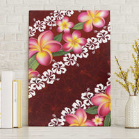 Oxblood Polynesia Canvas Wall Art Plumeria With Hibiscus Pattern Tropical Vibes LT14 Without Frame Oxblood - Polynesian Pride