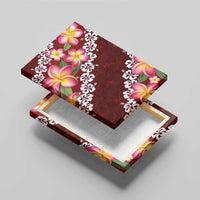 Oxblood Polynesia Canvas Wall Art Plumeria With Hibiscus Pattern Tropical Vibes LT14 - Polynesian Pride