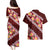 Oxblood Polynesia Couples Matching Puletasi and Hawaiian Shirt Plumeria With Hibiscus Pattern Tropical Vibes