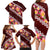 Oxblood Polynesia Family Matching Long Sleeve Bodycon Dress and Hawaiian Shirt Plumeria With Hibiscus Pattern Tropical Vibes