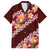 Oxblood Polynesia Family Matching Long Sleeve Bodycon Dress and Hawaiian Shirt Plumeria With Hibiscus Pattern Tropical Vibes