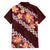 Oxblood Polynesia Family Matching Off Shoulder Maxi Dress and Hawaiian Shirt Plumeria With Hibiscus Pattern Tropical Vibes