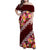 Oxblood Polynesia Family Matching Off Shoulder Maxi Dress and Hawaiian Shirt Plumeria With Hibiscus Pattern Tropical Vibes