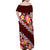 Oxblood Polynesia Family Matching Off Shoulder Maxi Dress and Hawaiian Shirt Plumeria With Hibiscus Pattern Tropical Vibes