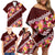 Oxblood Polynesia Family Matching Off Shoulder Short Dress and Hawaiian Shirt Plumeria With Hibiscus Pattern Tropical Vibes