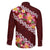 Oxblood Polynesia Family Matching Off Shoulder Short Dress and Hawaiian Shirt Plumeria With Hibiscus Pattern Tropical Vibes