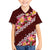 Oxblood Polynesia Family Matching Off Shoulder Short Dress and Hawaiian Shirt Plumeria With Hibiscus Pattern Tropical Vibes