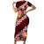 Oxblood Polynesia Family Matching Short Sleeve Bodycon Dress and Hawaiian Shirt Plumeria With Hibiscus Pattern Tropical Vibes