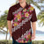 Oxblood Polynesia Hawaiian Shirt Plumeria With Hibiscus Pattern Tropical Vibes