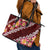 Oxblood Polynesia Leather Tote Bag Plumeria With Hibiscus Pattern Tropical Vibes