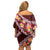 Oxblood Polynesia Off Shoulder Short Dress Plumeria With Hibiscus Pattern Tropical Vibes