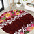 Oxblood Polynesia Round Carpet Plumeria With Hibiscus Pattern Tropical Vibes