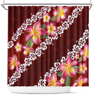 Oxblood Polynesia Shower Curtain Plumeria With Hibiscus Pattern Tropical Vibes LT14 Oxblood - Polynesian Pride