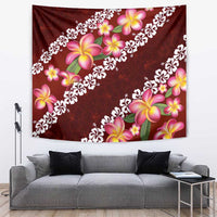 Oxblood Polynesia Tapestry Plumeria With Hibiscus Pattern Tropical Vibes LT14 Oxblood - Polynesian Pride