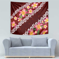 Oxblood Polynesia Tapestry Plumeria With Hibiscus Pattern Tropical Vibes LT14 - Polynesian Pride