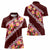 Oxblood Polynesia Women Polo Shirt Plumeria With Hibiscus Pattern Tropical Vibes