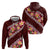 Oxblood Polynesia Zip Hoodie Plumeria With Hibiscus Pattern Tropical Vibes