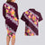 Pink Polynesia Couples Matching Long Sleeve Bodycon Dress and Hawaiian Shirt Plumeria With Hibiscus Pattern Tropical Vibes