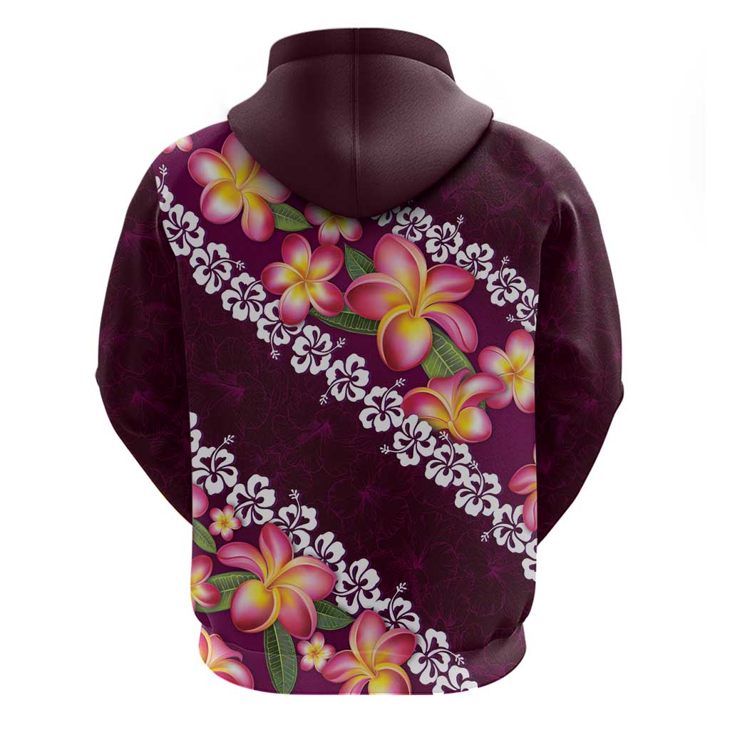 Pink Polynesia Hoodie Plumeria With Hibiscus Pattern Tropical Vibes LT14 - Polynesian Pride