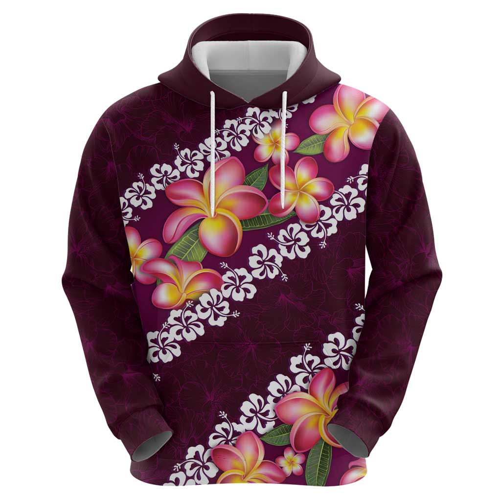 Pink Polynesia Hoodie Plumeria With Hibiscus Pattern Tropical Vibes LT14 - Polynesian Pride