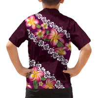 Pink Polynesia Kid Hawaiian Shirt Plumeria With Hibiscus Pattern Tropical Vibes LT14 - Polynesian Pride