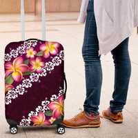 Pink Polynesia Luggage Cover Plumeria With Hibiscus Pattern Tropical Vibes LT14 Pink - Polynesian Pride