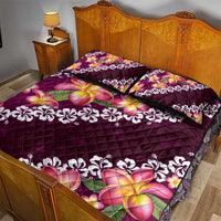 Pink Polynesia Quilt Bed Set Plumeria With Hibiscus Pattern Tropical Vibes LT14 - Polynesian Pride