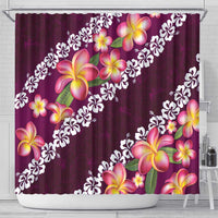 Pink Polynesia Shower Curtain Plumeria With Hibiscus Pattern Tropical Vibes LT14 - Polynesian Pride