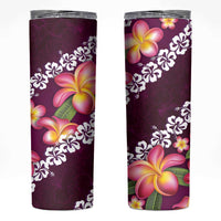 Pink Polynesia Skinny Tumbler Plumeria With Hibiscus Pattern Tropical Vibes LT14 Pink - Polynesian Pride