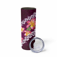 Pink Polynesia Skinny Tumbler Plumeria With Hibiscus Pattern Tropical Vibes LT14 - Polynesian Pride