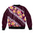 Pink Polynesia Sleeve Zip Bomber Jacket Plumeria With Hibiscus Pattern Tropical Vibes