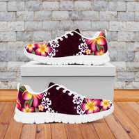 Pink Polynesia Sneakers Plumeria With Hibiscus Pattern Tropical Vibes LT14 - Polynesian Pride