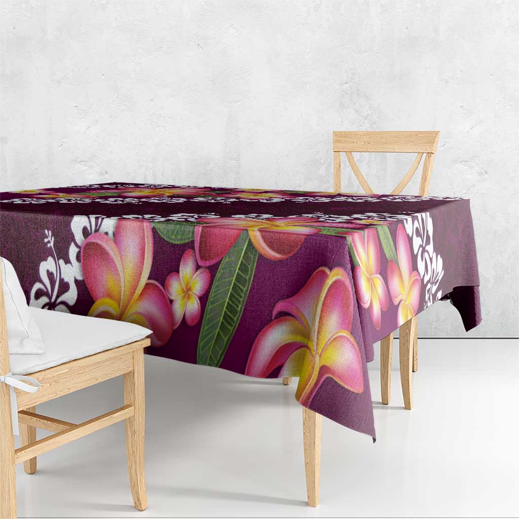 Pink Polynesia Tablecloth Plumeria With Hibiscus Pattern Tropical Vibes LT14 - Polynesian Pride