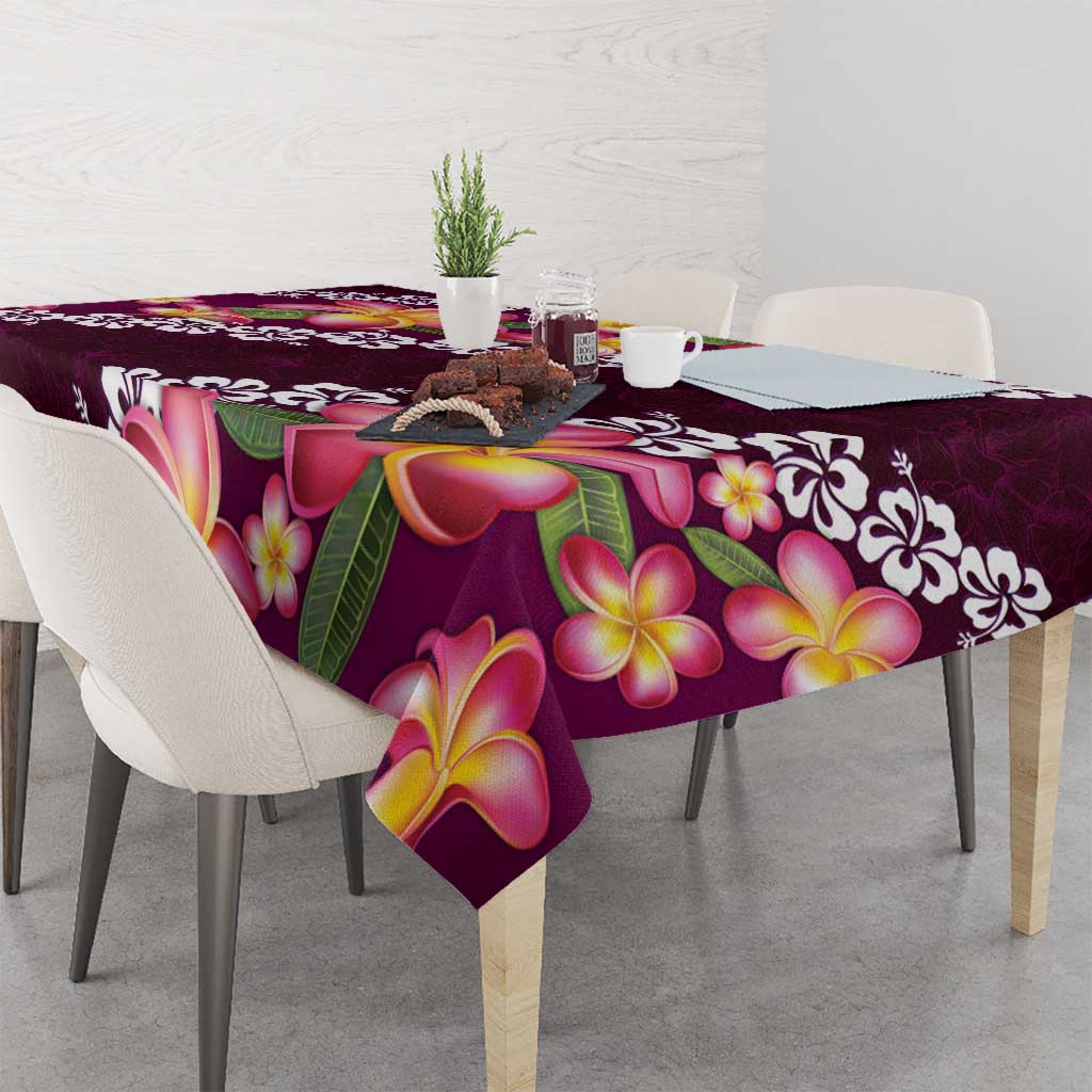 Pink Polynesia Tablecloth Plumeria With Hibiscus Pattern Tropical Vibes LT14 - Polynesian Pride