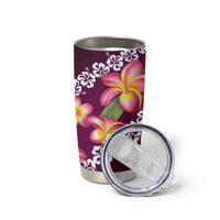 Pink Polynesia Tumbler Cup Plumeria With Hibiscus Pattern Tropical Vibes LT14 - Polynesian Pride