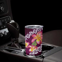 Pink Polynesia Tumbler Cup Plumeria With Hibiscus Pattern Tropical Vibes LT14 - Polynesian Pride