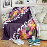 Purple Polynesia Blanket Plumeria With Hibiscus Pattern Tropical Vibes LT14 Purple - Polynesian Pride