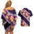 Purple Polynesia Couples Matching Off Shoulder Short Dress and Hawaiian Shirt Plumeria With Hibiscus Pattern Tropical Vibes