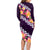 Purple Polynesia Family Matching Long Sleeve Bodycon Dress and Hawaiian Shirt Plumeria With Hibiscus Pattern Tropical Vibes